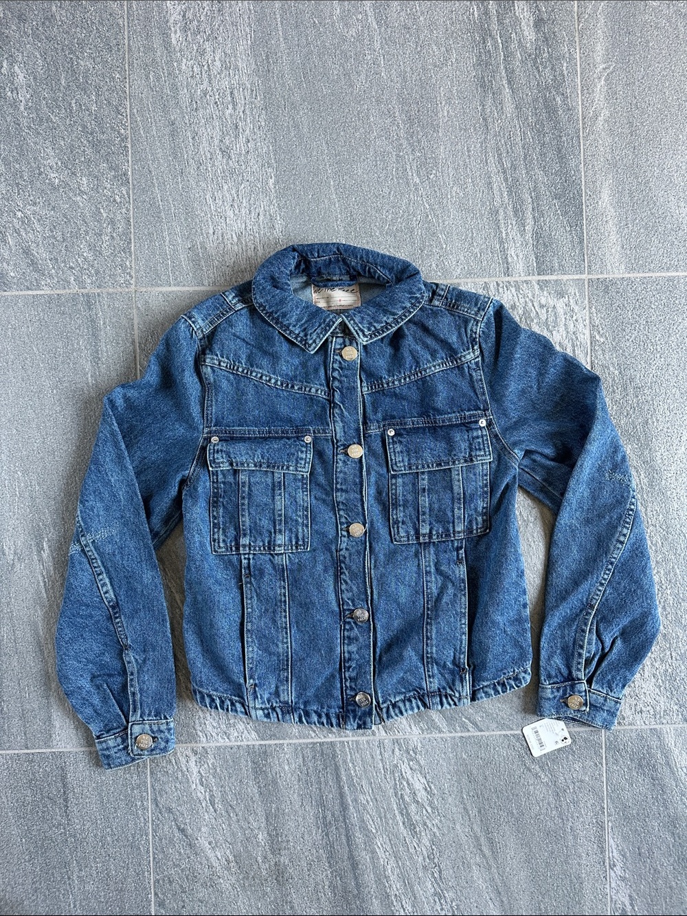NWT Free People We The Free Jade Denim Jacket High low High Dove Medium wash S - Picture 16 of 16